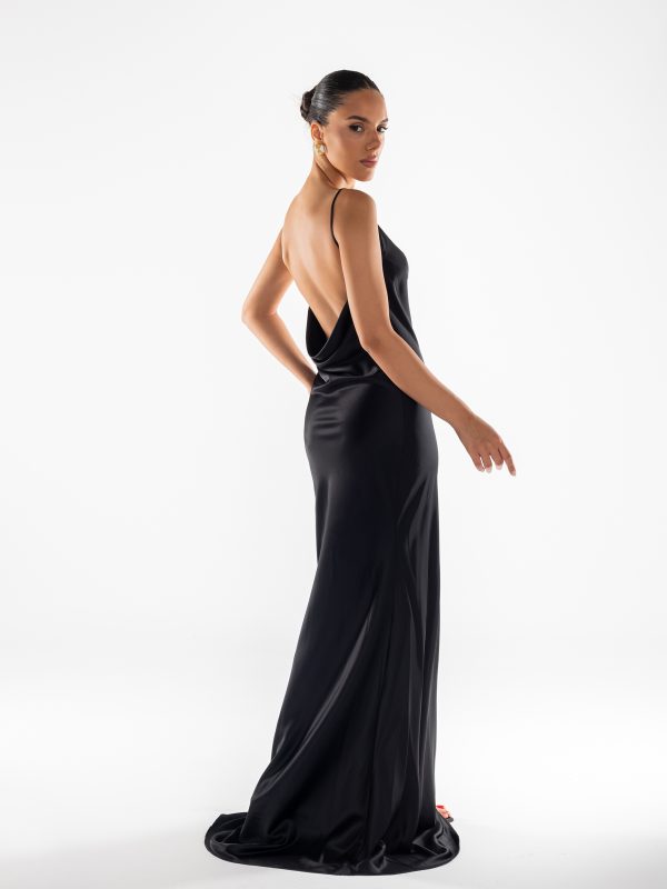 Satin Maxi Black Dress