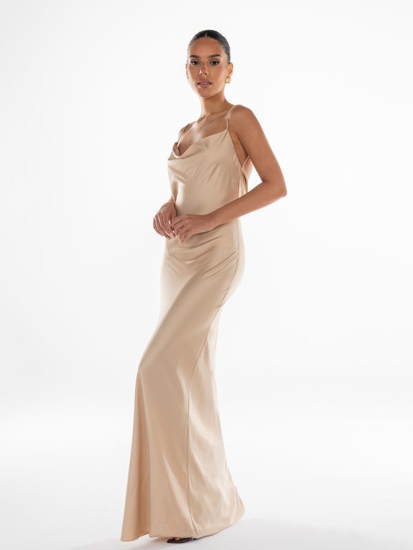 Satin Maxi Champagne Dress