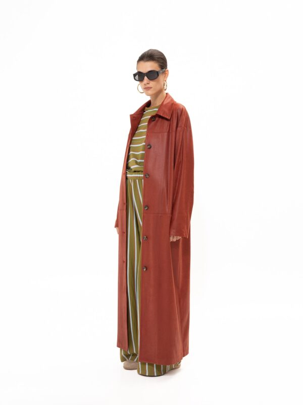 Cherry foax leather coat