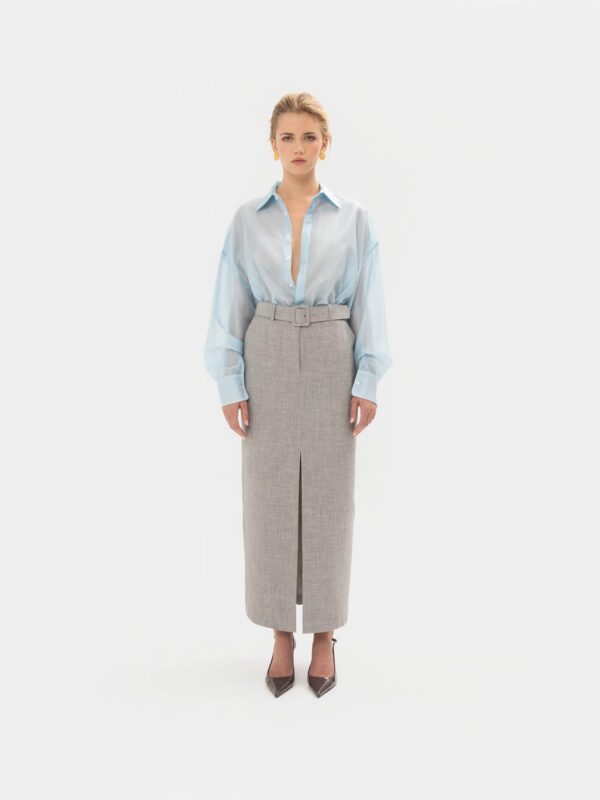 Grey Straight Line Skirt