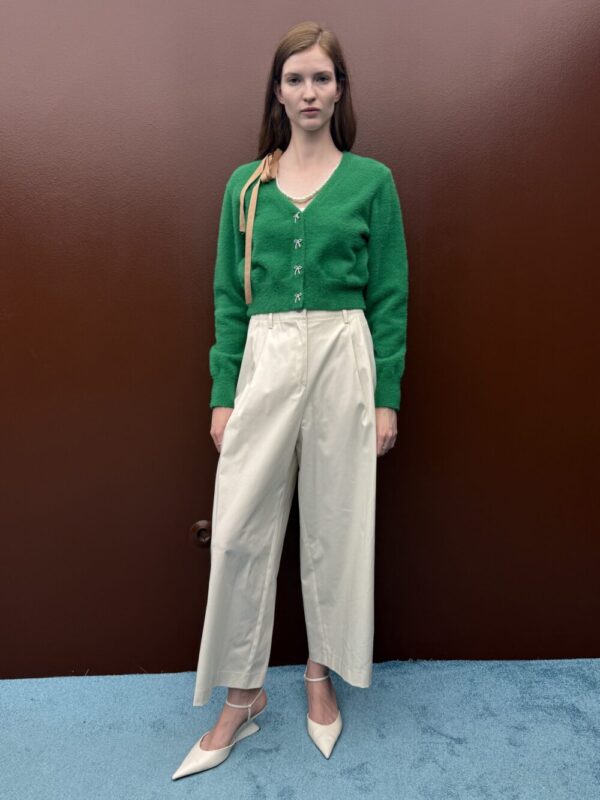 Cardigan with Bow Buttons Green