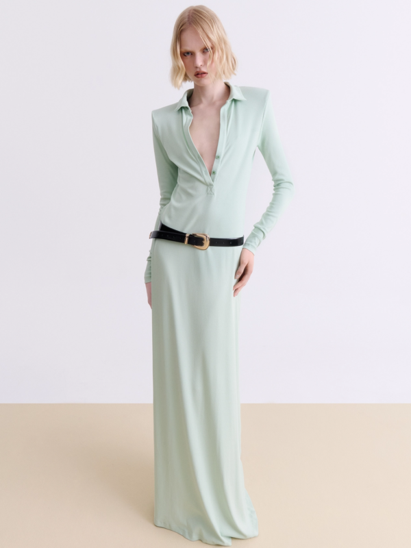 V-Neck Rib Maxi Dress