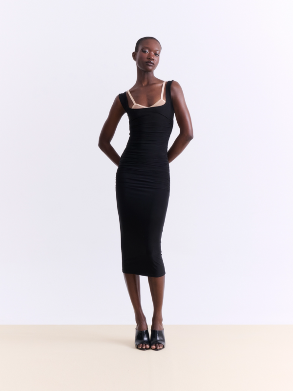 Black Fitted Midi Dress
