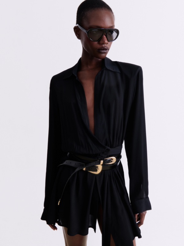 Black Wrap Mini Dress